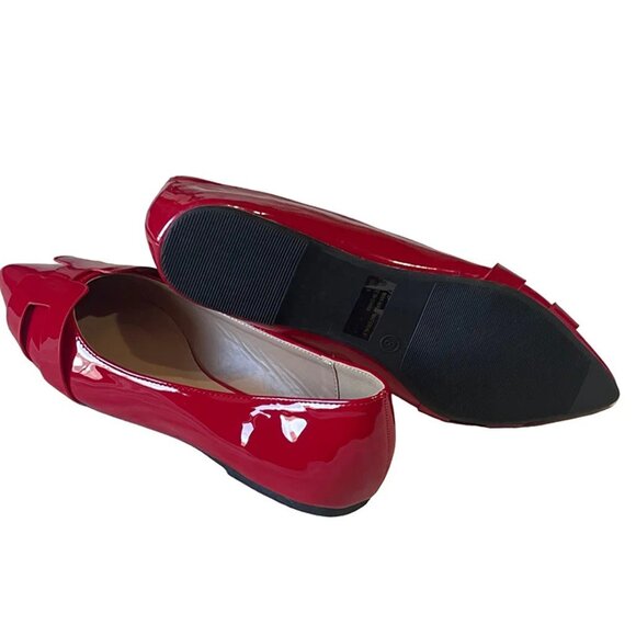 Wild Diva Women's Geometric Design Slip-On Patent PU Pointed Toe Ballet Flats - Picture 5 of 7